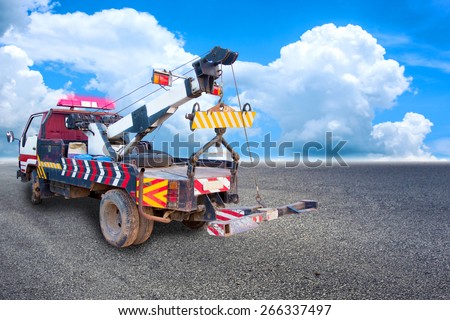 heavy duty truck used for towing on the road