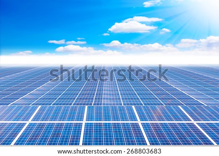 solar energy panels against beautiful sky with in concept ecology