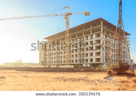 Blurred of image construction high building site