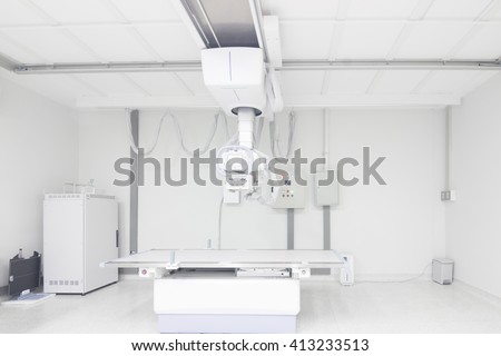 Modern x-ray machine and Computerized Axial Tomography scanning and equipment in the operating room data center