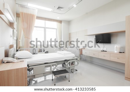 Recovery Room with bed and comfortable medical equipped in a hospital