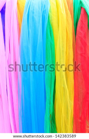 Multi-colored cloth used for decoration in Chinese temple.