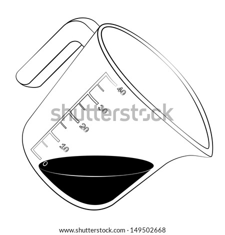 Black outline vector measuring cup on white background Black outline vector measuring cup on white background