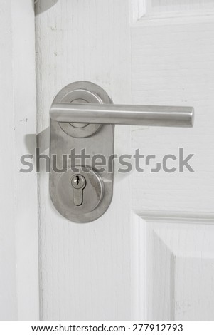 white door, lock and key