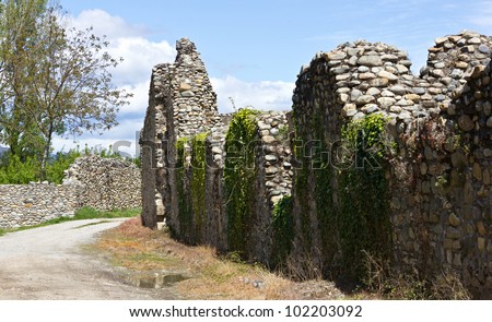 Way among the ruins of ancient monastery