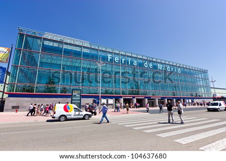 MADRID, SPAIN - MAY 27: Facade of the Madrid Trade Fair on May 27, 2011 in Madrid. Trade Fair Institution of Madrid,which each year organizes exhibitions related to the different economic sectors.