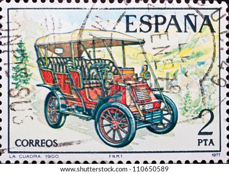 SPAIN - CIRCA 1979: A stamp printed in Spain ,shows a classic car brand \