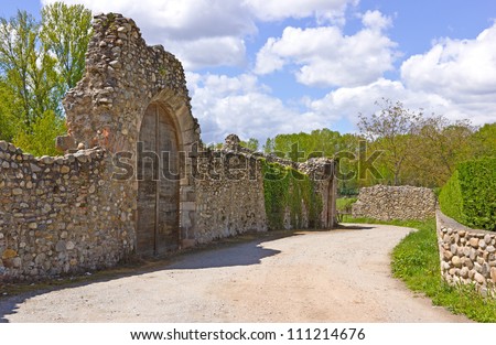 Way among the ruins of ancient monastery