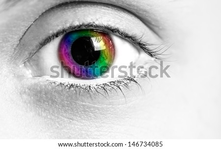 Colorful Woman Eye Macro Shot.