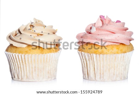 Pair of Cupcakes iSolated on White Background.