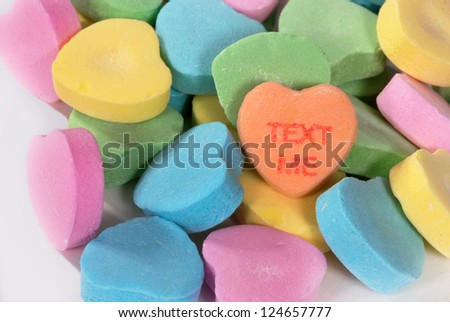 Valentine candy hearts with \