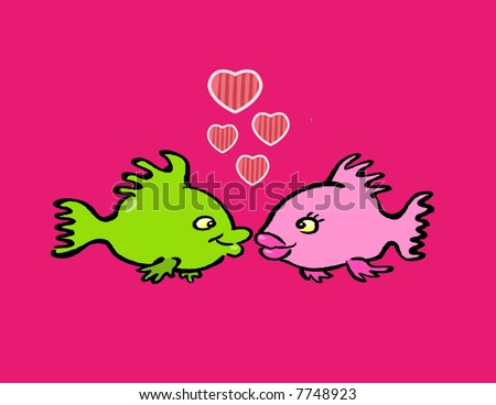 Cartoon Fishes Kissing. your fish kissing,free