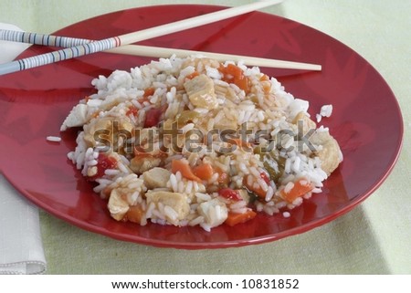 Delicious chicken and rice meal