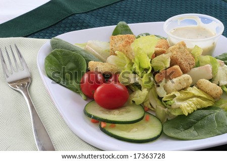 Delicious salad with ranch dressing
