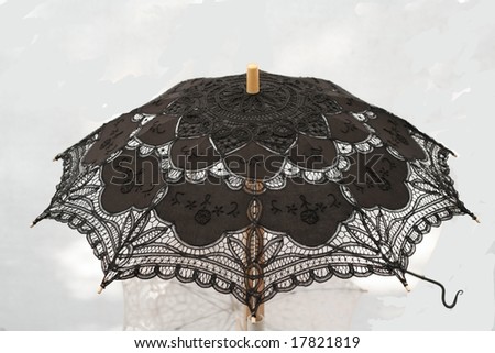 Beautiful black lace umbrella used in the civil war re-enactment