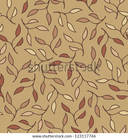Branches seamless pattern. Floral drawn background with leafs. Texture for textile, wallpapers, crafts, prints