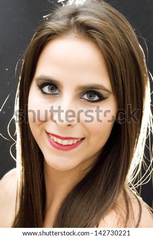 Portrait of beautiful blue-eyed girl with back lighting