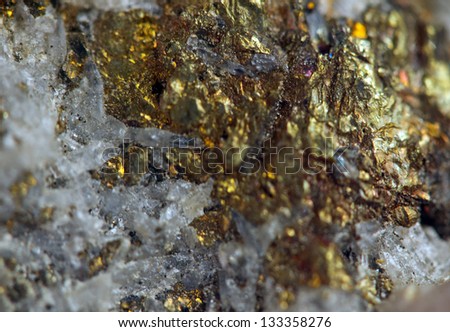 Nugget, gold, bronze, copper.  Macro. Extreme closeup