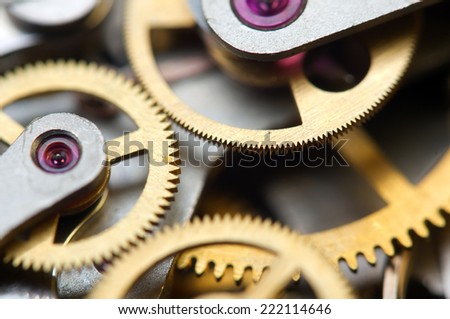 Background with metal cogwheels a clockwork. Conceptual photo for your successful business design. Macro