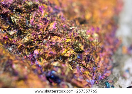 Chalcopyrite, It has the chemical formula (CuFeS2). Copper iron sulfide mineral. Macro. Beautiful fantastic background for successful business projects and other Your variant.
