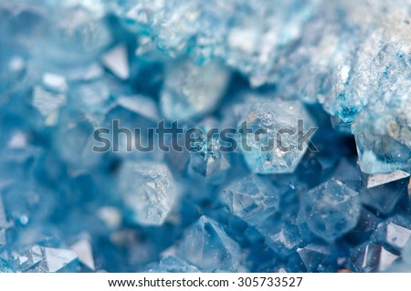 Druse blue crystals Agate SiO2 silicon dioxide. Macro