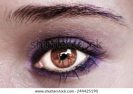 Violet  Eye Makeup. Beautiful Eyes Make-up. Macro