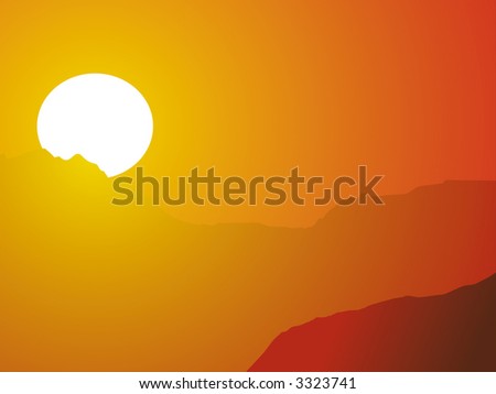 evening hot sun as a background