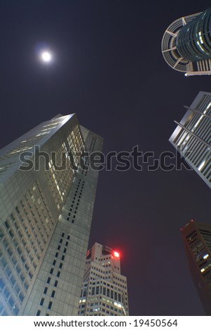 Singapore\'s Central Business District by Night, non traditional view
