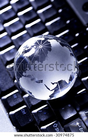 Globe on computer keyboard