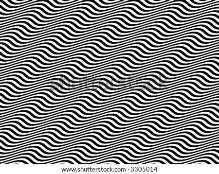 Op Art Homage to BR Black and White Horizontal Sine Stripes