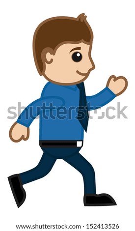 Man Walking Fast - Office Corporate Cartoon People