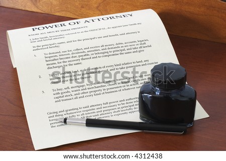 A power of attorney document, ink and pen. Document was created by the photographer.
