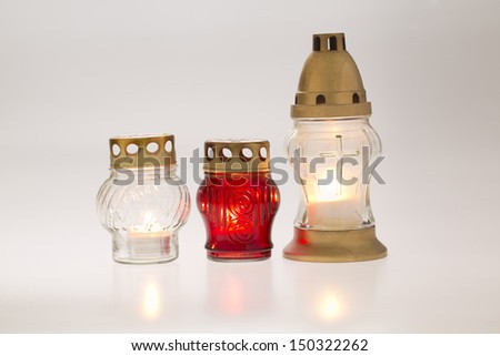 cemetery candles with white background