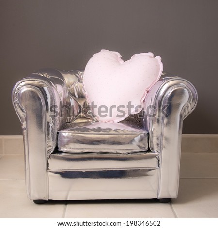 gray chair cushion design silver heart rhinestones squared