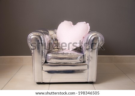 gray chair cushion design silver heart rhinestones
