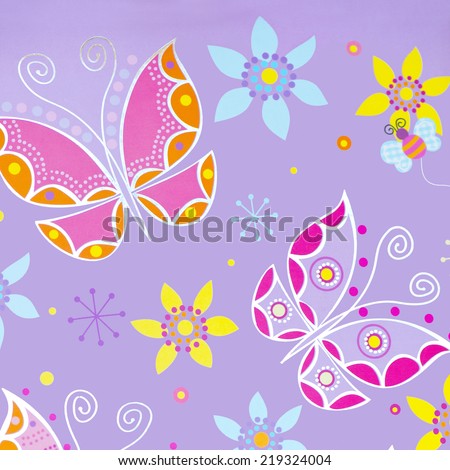 wallpaper butterfly colorful flower design squared