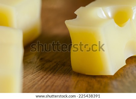 the abstract cheese served in the form of cubes