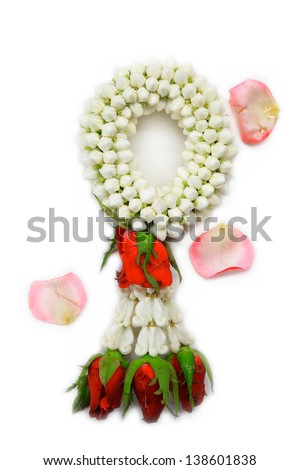 White and red flowers isolated on a white background, for design
