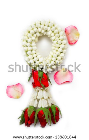White and red flowers isolated on a white background, for design