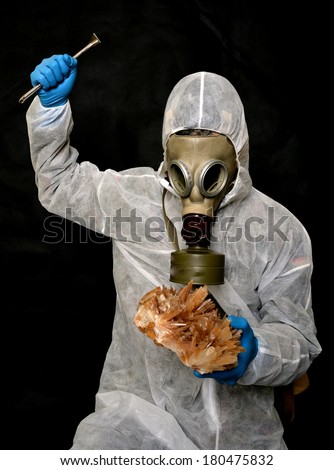 Environmental disaster. Man in gas mask.