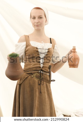 Girl dressed in medieval dress
