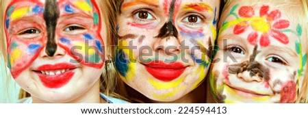 happy family with painted faces