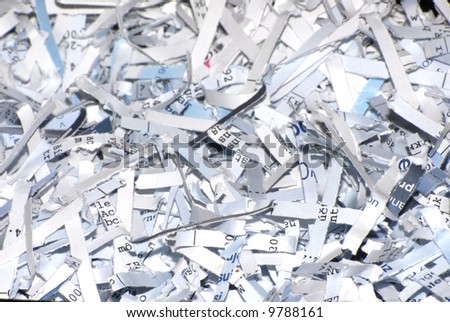 shredded paper fresh from the paper shredder.