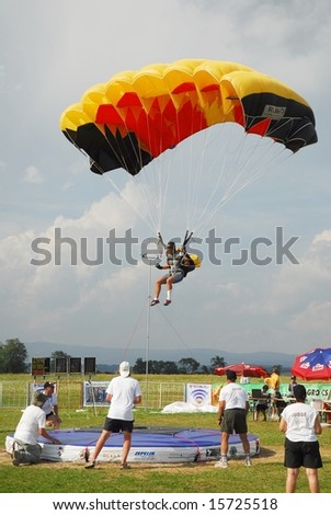 Lutz Claudia of Germany participates in FAI - World parachuting championship, 26 july- 2 august, 2008 in Lucenec - Bolkovce, Slovakia