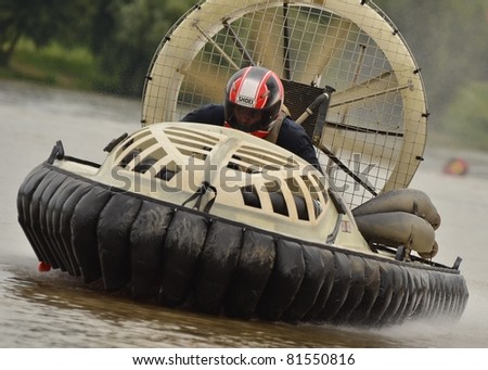 TRENCIN, SLOVAKIA - JULY 23:  Michael Metzner from Germany participate in the European championship hovercraft Laugaritio July 23, 2011 in Trencin, Slovakia.