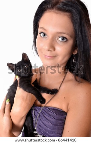 cat with woman