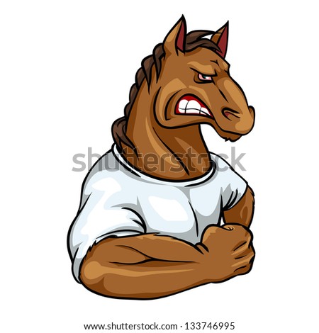 Horse Mascot, Team Logo Design, Isolated Stock Vector Illustration