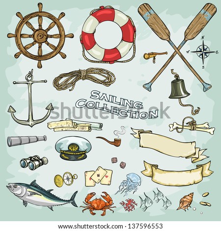 Sailing Collection Set of nautical design elements Sailing Collection Set of nautical design elements