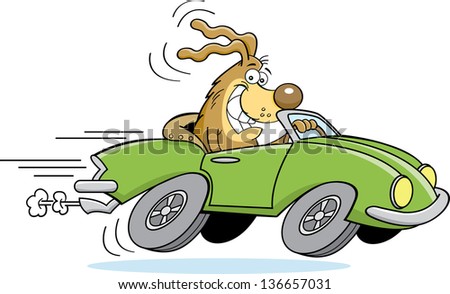 Cartoon illustration of a dog driving a car Cartoon illustration of a dog driving a car