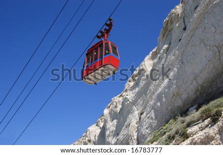 cable-way with red cabelcar